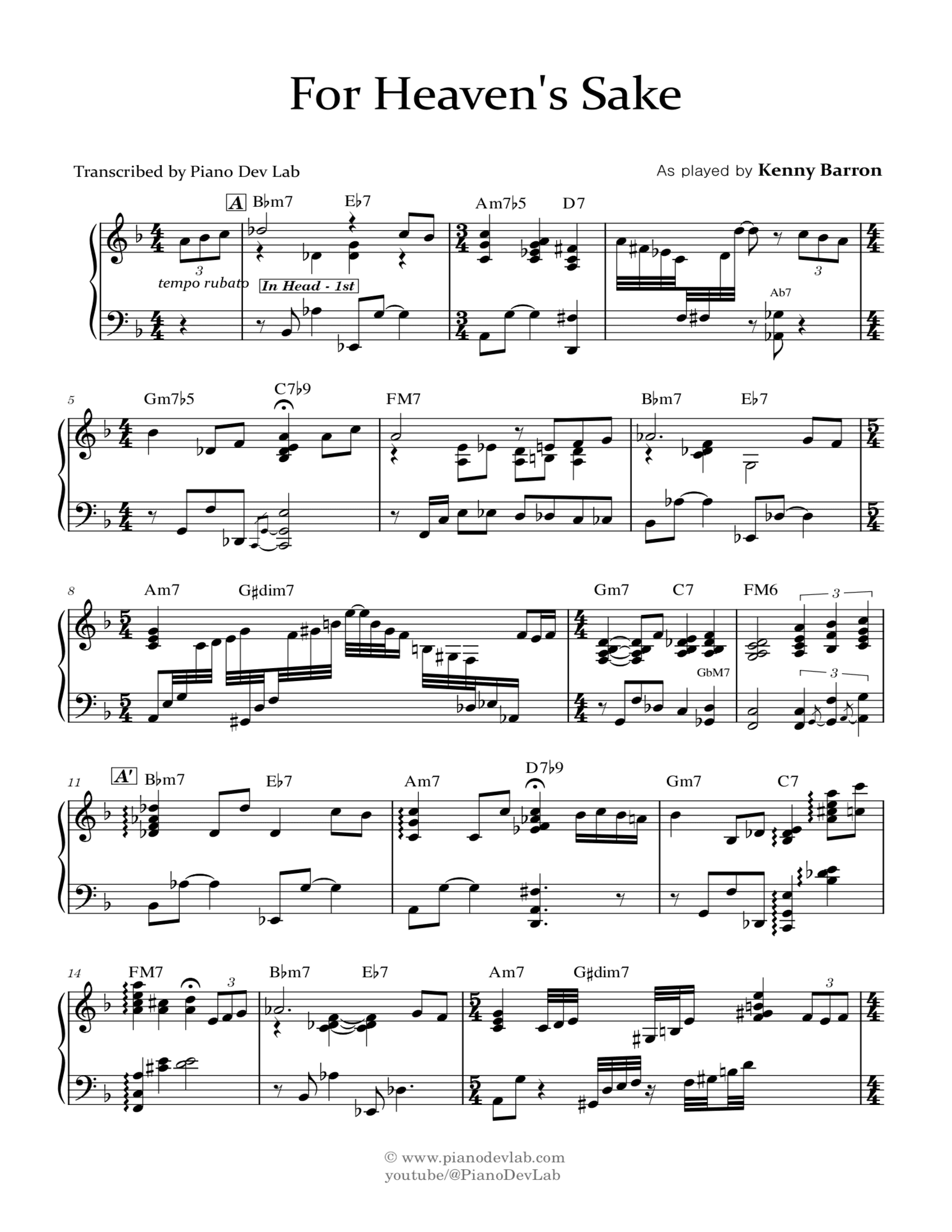 For Heaven's Sake by Kenny Barron